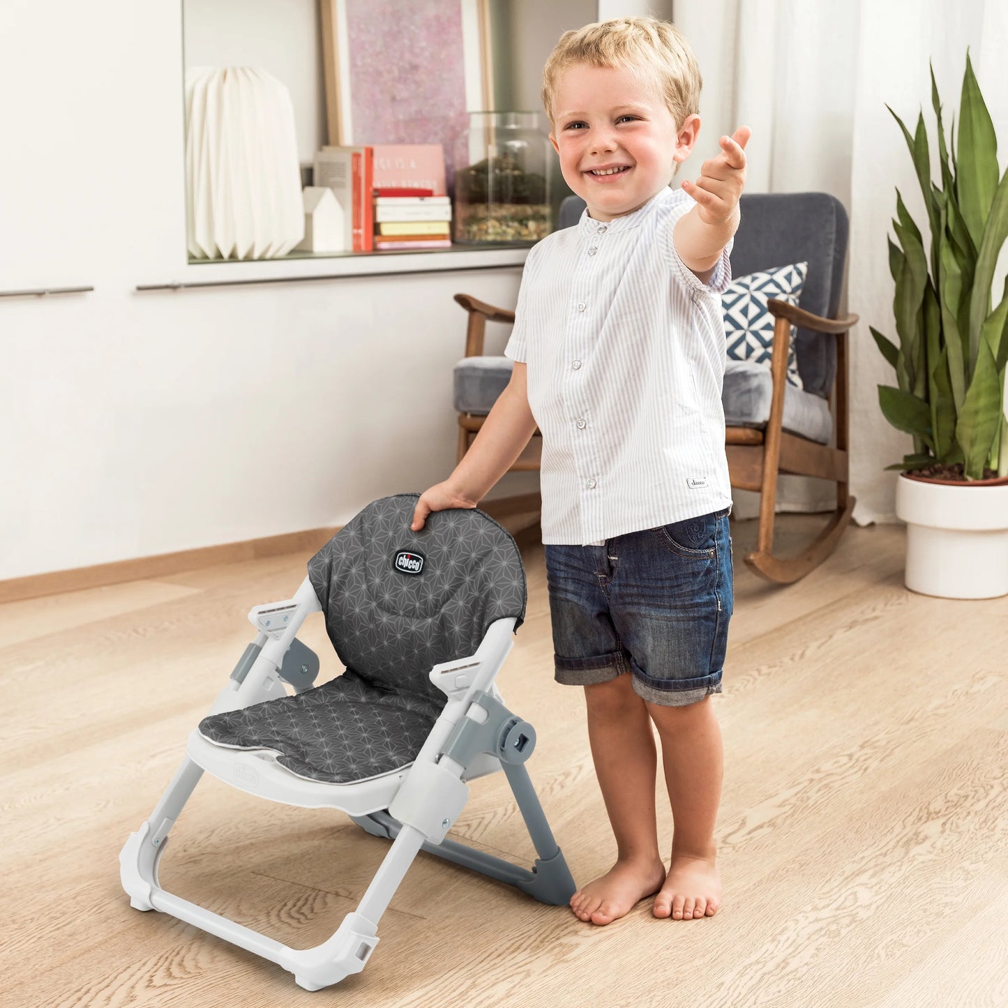 Chicco Take-A-Seat Chair Booster, Floor Seat and Toddler Chair - Grey Star (Grey)