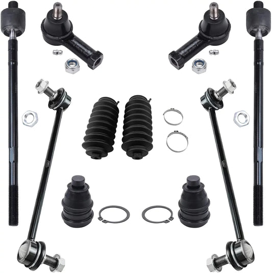 Detroit Axle - Front Lower Ball Joints Sway Bars Tie Rods w/Boots Replacement for 2001-2006 Hyundai Santa Fe