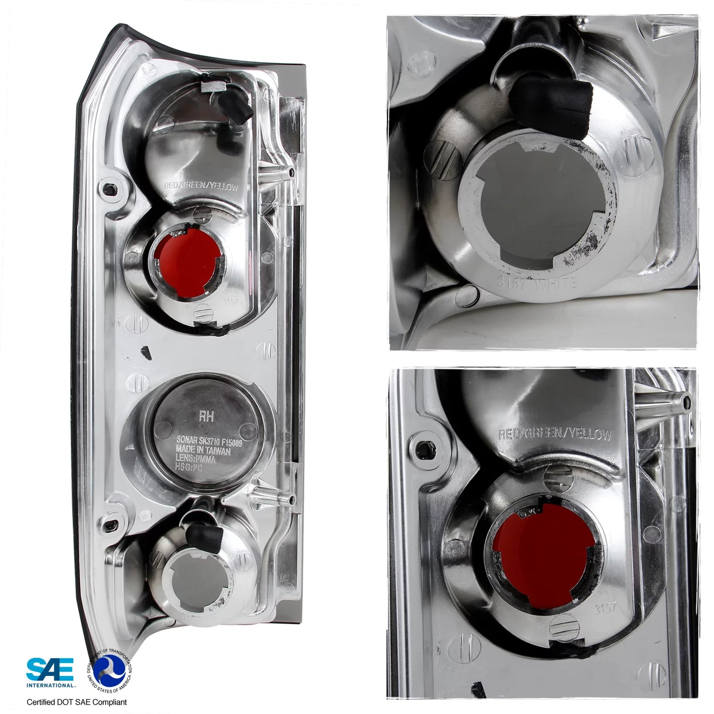 AKKON - For 1989-1996 Ford F150 | F250 | Bronco Pickup Truck Chrome Clear Tail Lights Lamps Left + Right Pair
