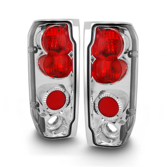 AKKON - For 1989-1996 Ford F150 | F250 | Bronco Pickup Truck Chrome Clear Tail Lights Lamps Left + Right Pair